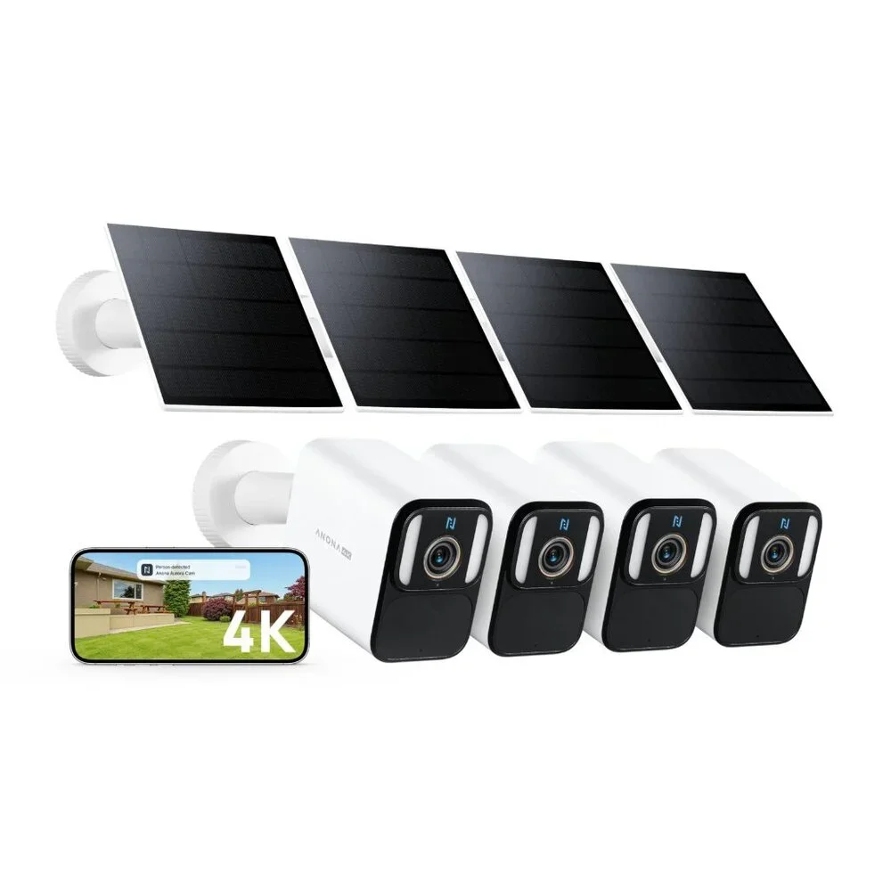 Anona 4K Solar Security Cameras Wireless Outdoor, Forever Power with Solar Panel